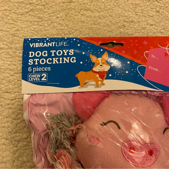 6pc Pink Dog Toy Christmas Stocking - Picture 6 of 6